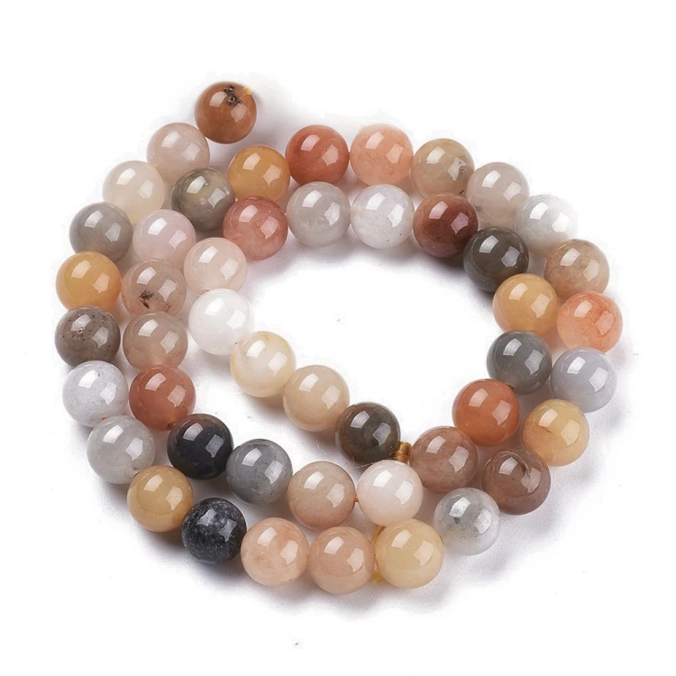 JAD198 Jadeit Golden Silk kamień naturalny koraliki kule 8mm-8,5mm sznur 46szt.