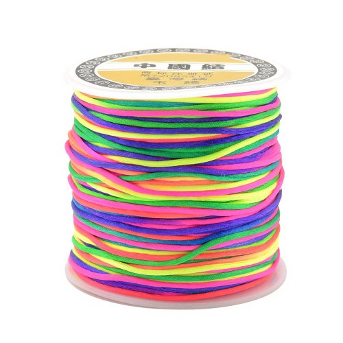 ssy14- szpula 70m sznurek satynowy poliestrowy 1mm - tęczowy