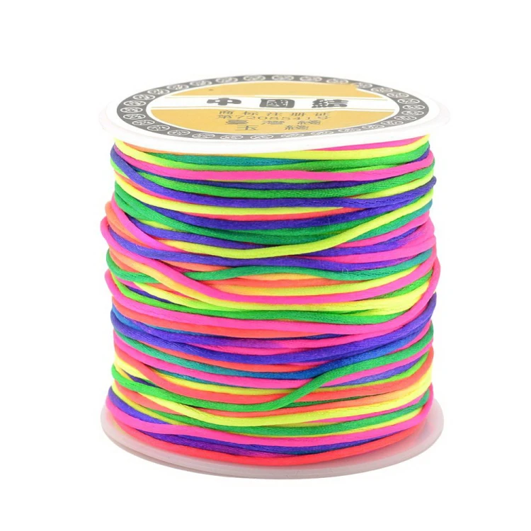 ssy14- szpula 70m sznurek satynowy poliestrowy 1mm - tęczowy