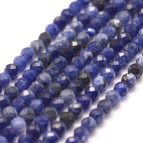 SDT15 Sodalit kamień naturalny koraliki kule 3mm fasetowany sznur 135szt