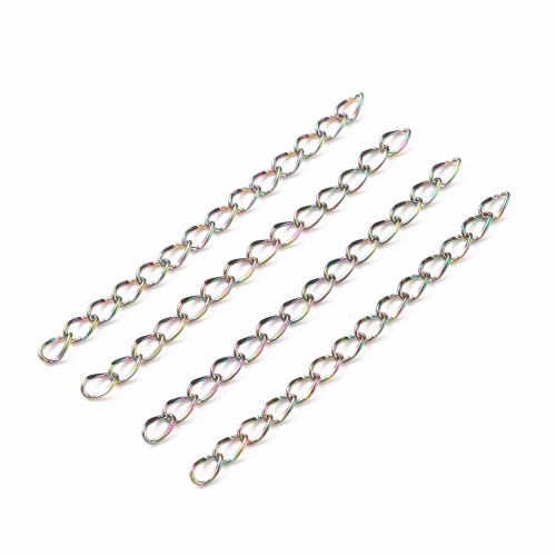 LAN239 Łańcuszek dystansowy regulacyjny 50mm ogniwa 2,6x4,4mm stal nierdzewna (IP) 5szt tęczowy rainbow