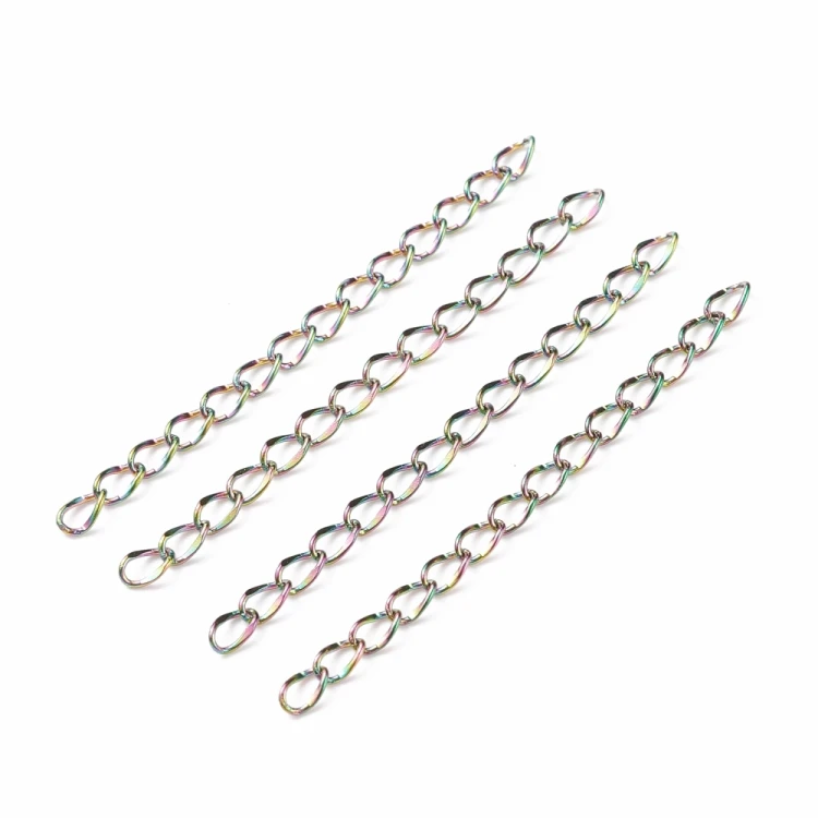 LAN239 Łańcuszek dystansowy regulacyjny 50mm ogniwa 2,6x4,4mm stal nierdzewna (IP) 5szt tęczowy rainbow