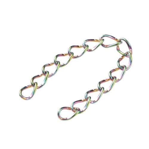 LAN239 Łańcuszek dystansowy regulacyjny 50mm ogniwa 2,6x4,4mm stal nierdzewna (IP) 5szt tęczowy rainbow