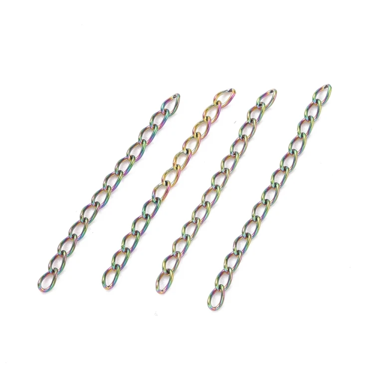 LAN244 Łańcuszek dystansowy regulacyjny 25mm ogniwa 1,6x3mm stal nierdzewna (IP) 5szt tęczowy rainbow