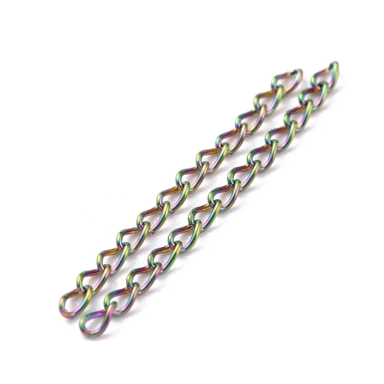 LAN244 Łańcuszek dystansowy regulacyjny 25mm ogniwa 1,6x3mm stal nierdzewna (IP) 5szt tęczowy rainbow