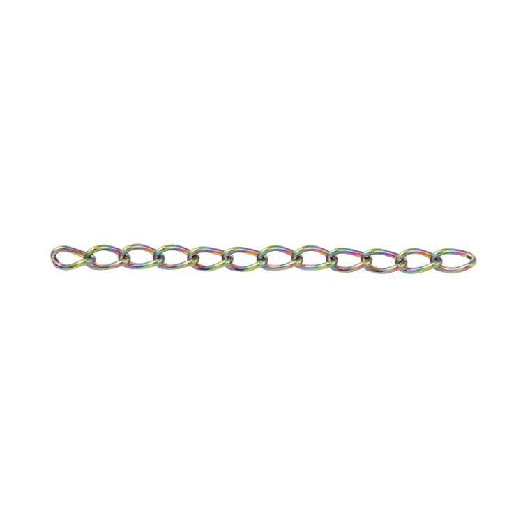 LAN244 Łańcuszek dystansowy regulacyjny 25mm ogniwa 1,6x3mm stal nierdzewna (IP) 5szt tęczowy rainbow