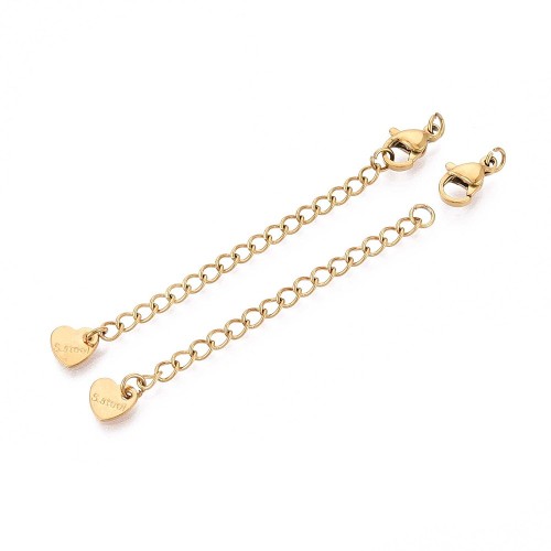 Zap519 Karabinek karabińczyk 10mm z łańcuszkiem dystansowym stal nierdzewna 2szt złoty 18K