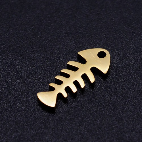 ZSS502 Zawieszka do biżuterii stal nierdzewna szkielet ryby 7x16mm złota