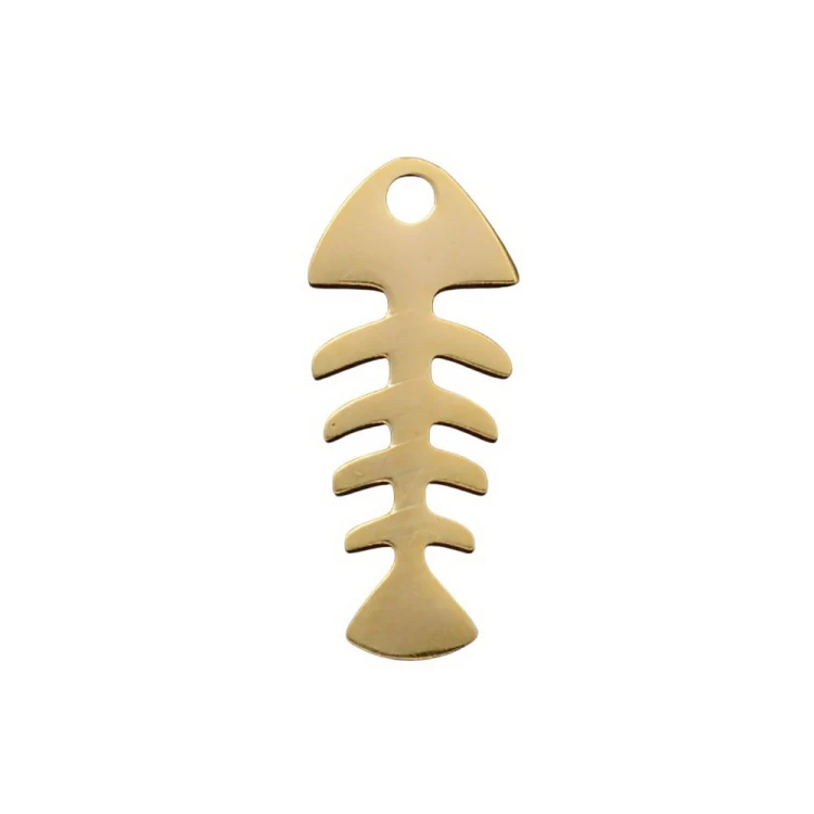 ZSS502 Zawieszka do biżuterii stal nierdzewna szkielet ryby 7x16mm złota