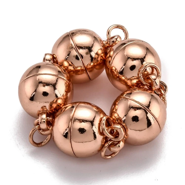 Zap540 Zapięcie z mosiądzu okrągłe 6mm magnetyczne N45 rose gold