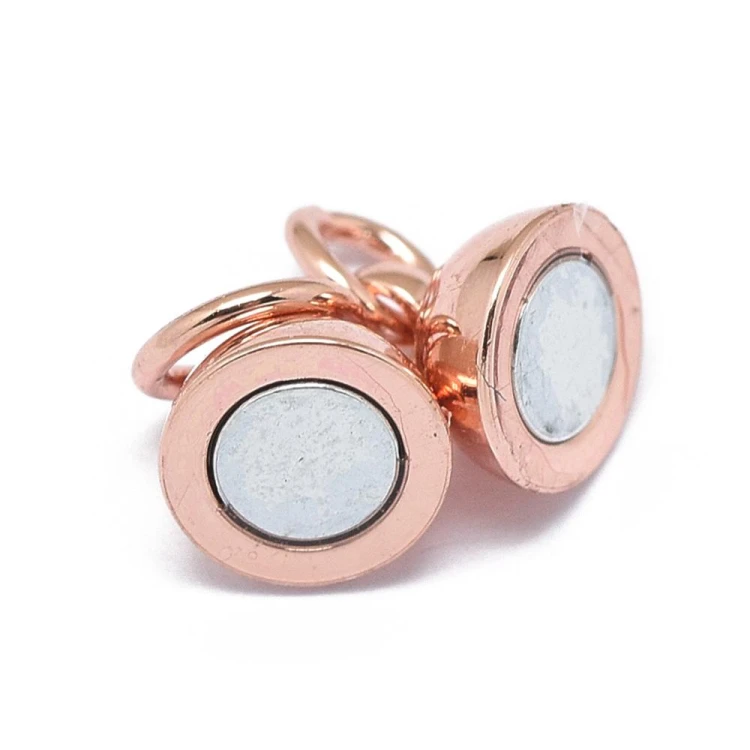 Zap540 Zapięcie z mosiądzu okrągłe 6mm magnetyczne N45 rose gold