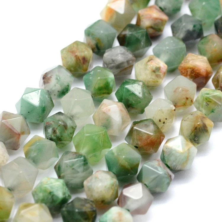 KK183 Chryzopraz kamień naturalny koraliki kule 8mm fasetowane sznur 47szt