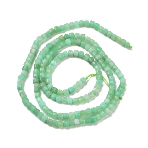 KK185 Chryzopraz kamień naturalny koraliki kostki 2,5x2,5mm fasetowane sznur 167szt