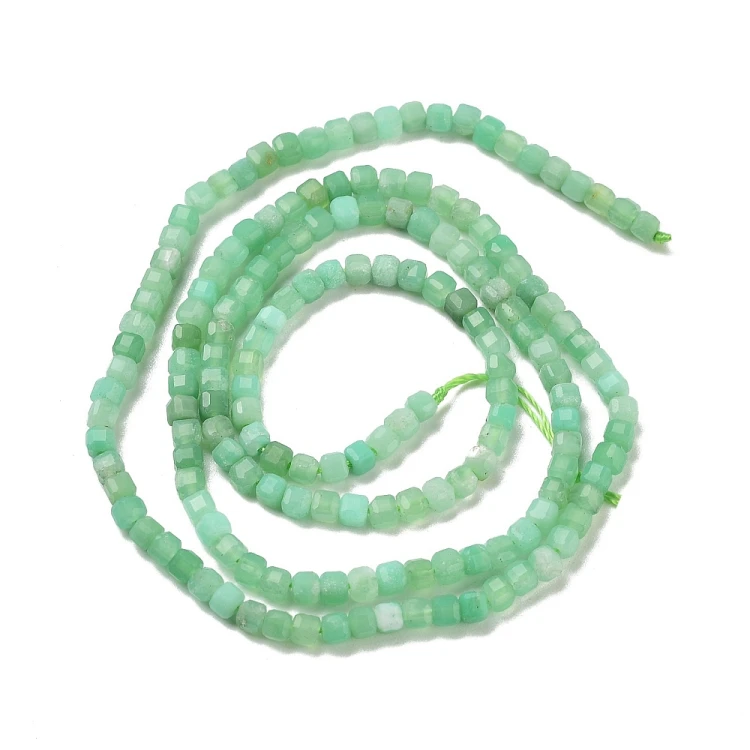 KK185 Chryzopraz kamień naturalny koraliki kostki 2,5x2,5mm fasetowane sznur 167szt