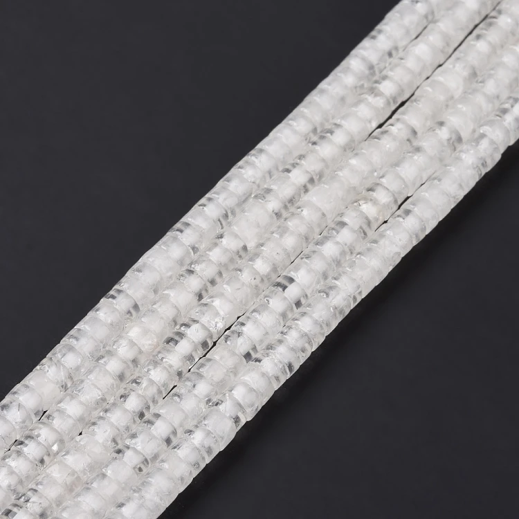 KWR47 Kwarc kryształ górski kamień naturalny koraliki dyski heishi 4x2,5mm sznur 160szt